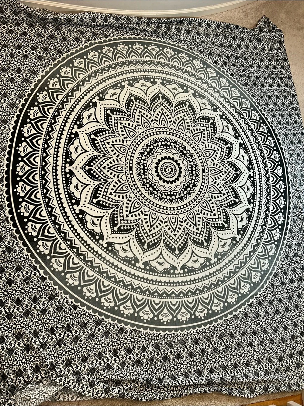 Bohemian Black & White Mandala Wall Tapestry